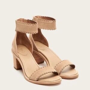 Frye Brielle Scallop Suede Back Zip Heel/Sandal size 7.5